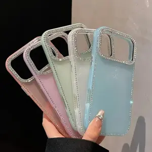 Luxury Double Sided Bling Diamond Frosted Hard Phone Case Cover For iPhone 17 16 15 14 13 12 Pro Max Plus 11 With Large Camera Hole Accessories