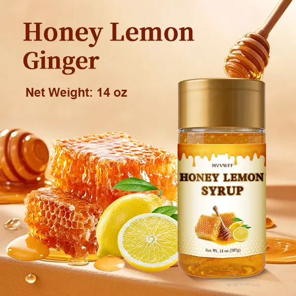 Honey Lemon Ginger Drink Concentrate - 14oz, Sweet Sugar-Free Alternative with Raw Cane Sugar Option, Wellness Support for Cold & Sore Throat Relief, Rich Flavor