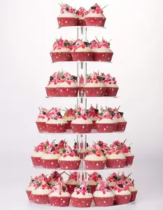 Cupcake Stand, 6 Tier Large Cupcake Tower Display, Round Cupcake Holder, Acrylic Dessert Stand, Pastry Display Tree for Party, Wedding, Baby Shower Decoration Ornaments
