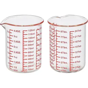 High Borosilicate Glass Measuring Cup-V-Shaped Spout,Glass Measuring Beaker for Kitchen or Restaurant, Easy to Read, 120 ML (4 Oz)-Pack of 2