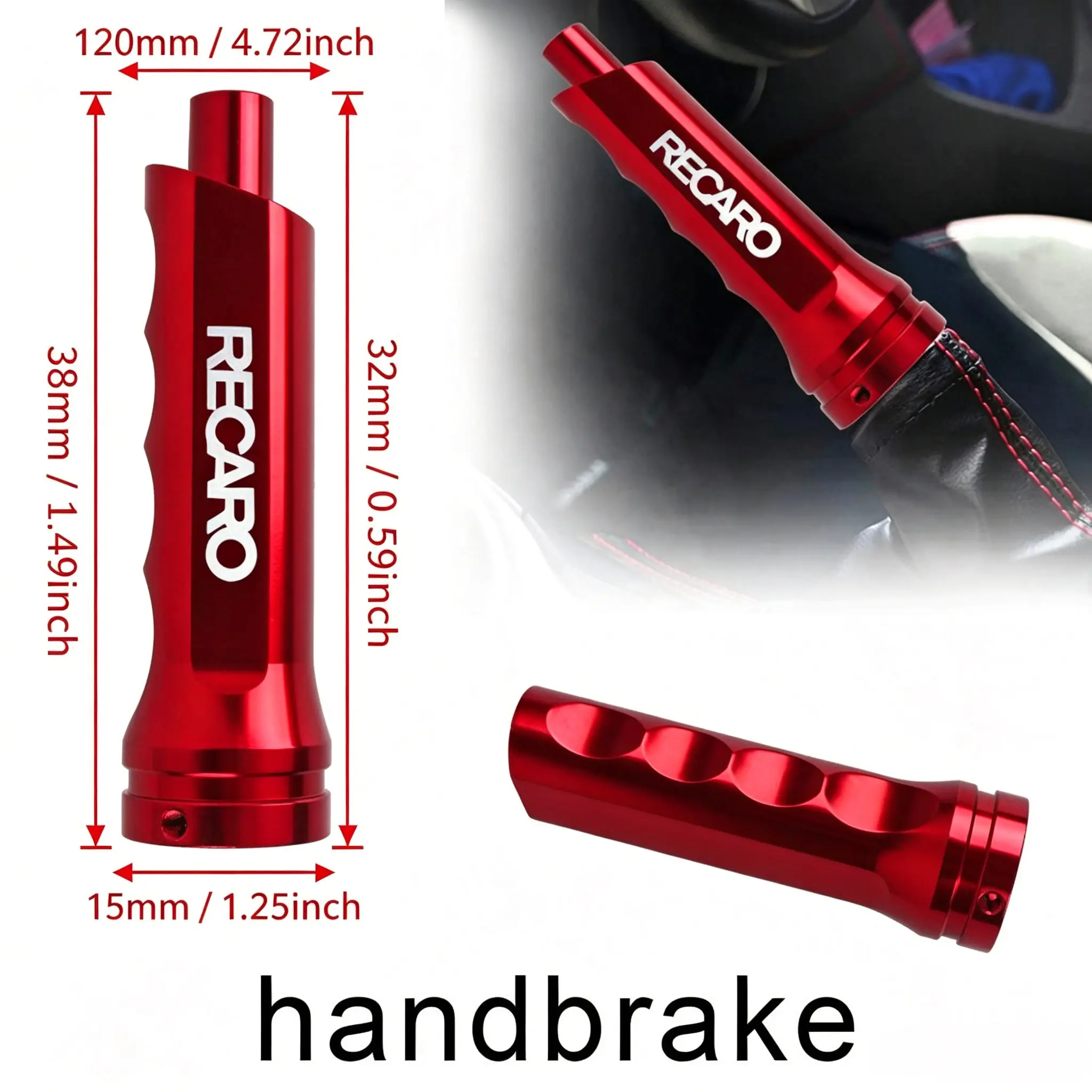 Universal Aluminum Alloy Handbrake Cover, Racing Style Car Parking Brake Handle Sleeve, Anti-Slip Interior Upgrade Accessory for Most Cars, Black/Red/Blue/Silver
