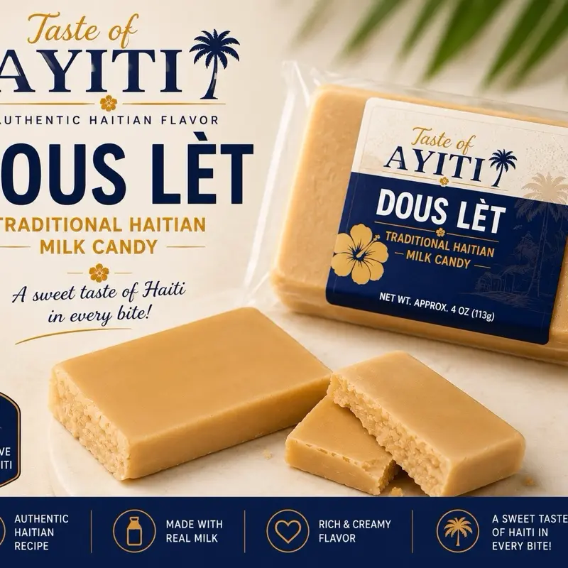 Taste of Ayiti Dous Lèt Traditional Haitian Milk Candy - 2 Bars, Rich, Creamy Haitian Sweet Treat