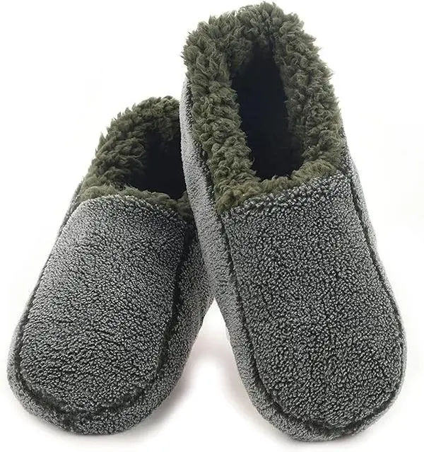 Snoozies Men's 2 Tone Travel Slippers M Green