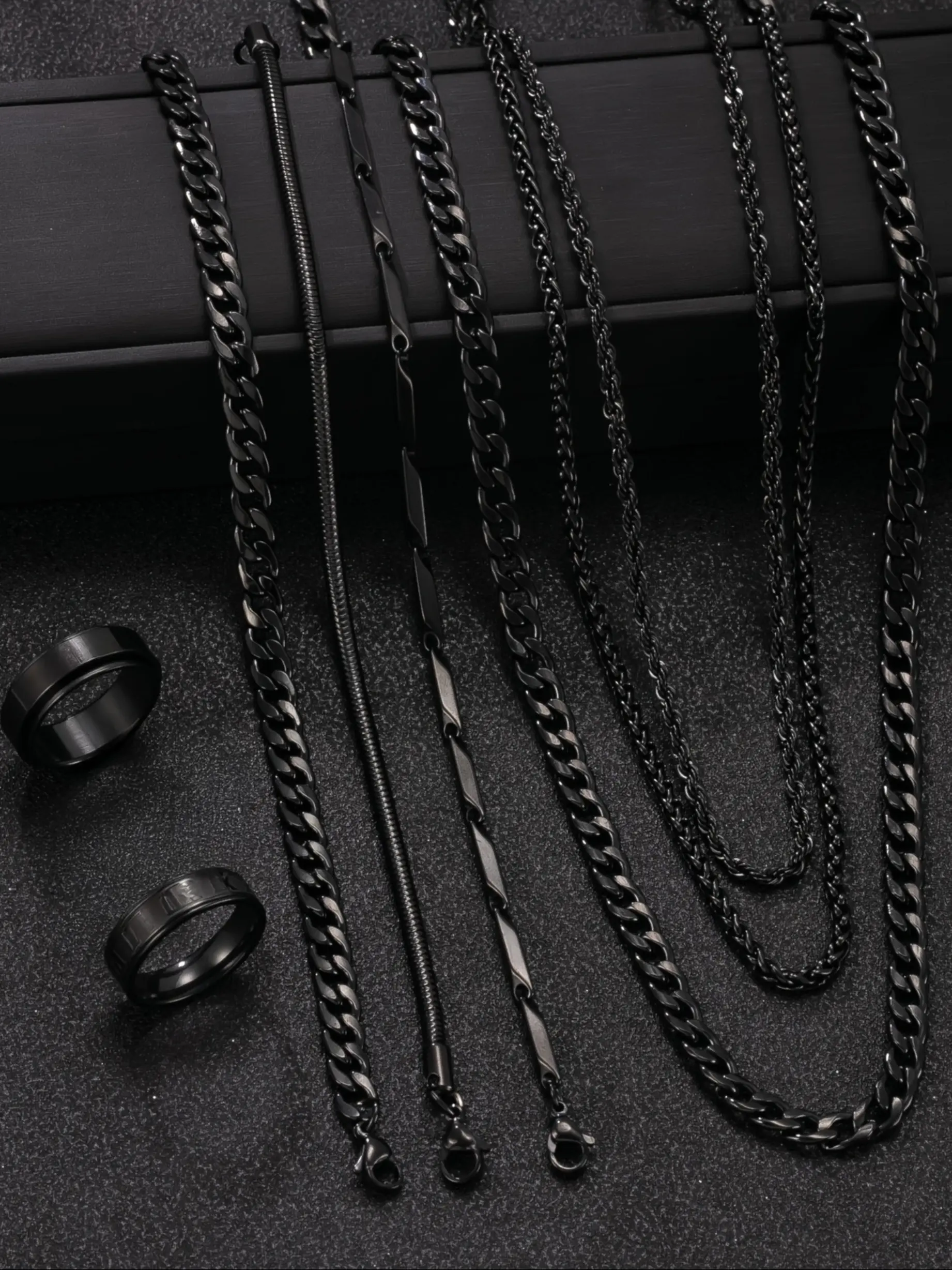 Men's Cuban Link Necklace & Ring Set, Stainless Steel Material, Hip-Hop Street Style Accessory for All Seasons, Ideal Gift for Boyfriend and Friends