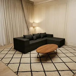 Extra-large L-shaped sofa with chaise lounge, minimalist design with a compact frame, no assembly required, modular cloud-style sectional sofa, 105 inches, suitable for living room and bedroom (Black)