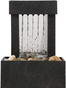 USB LED Indoor Water Fountain with Lighted Waterfall Design & Decorative Stones for Office Home Decor Tabletop Placement Serene Ambiance