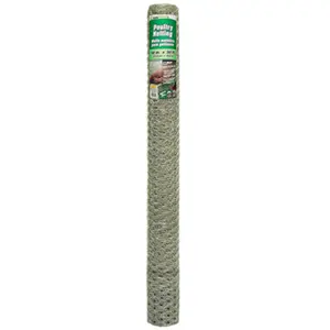 212 MAIN Galvanized Poultry Net, 48 in x 50 ft with 1 in Mesh, Chicken Wire Fence for Home Improvement, Garden Raised Beds, Chicken Cage
