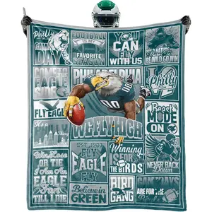 Philadelphia Blanket Football Fan Gifts for Men Women Football Style Throw Blanket Flannel Super Cozy Soft Living Room 60" x 50"280gsm