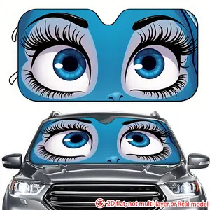 1pc blue eye cartoon image car sun visor 2D high-definition printing, car sun visor effectively blocks sunlight, suitable for SUV, truck, RV front windshield decoration, Sun Shade For Car Window