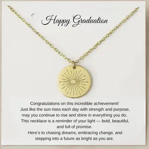 modmints Personalized Graduation Sunburst Motif Elegant Artificial Gemstone Necklace - Optimism-Focused Symbolic Design, Heartfelt Gift for Her, Bright Future Inspirational Jewelry