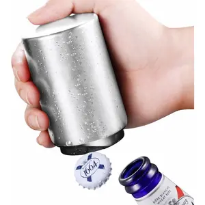 Magnetic Bottle Opener with Automatic Cap Catcher |   Premium Stainless Steel Beer & Soda Bottle Opener |   Push & Pull Design |   Portable Bar Accessory