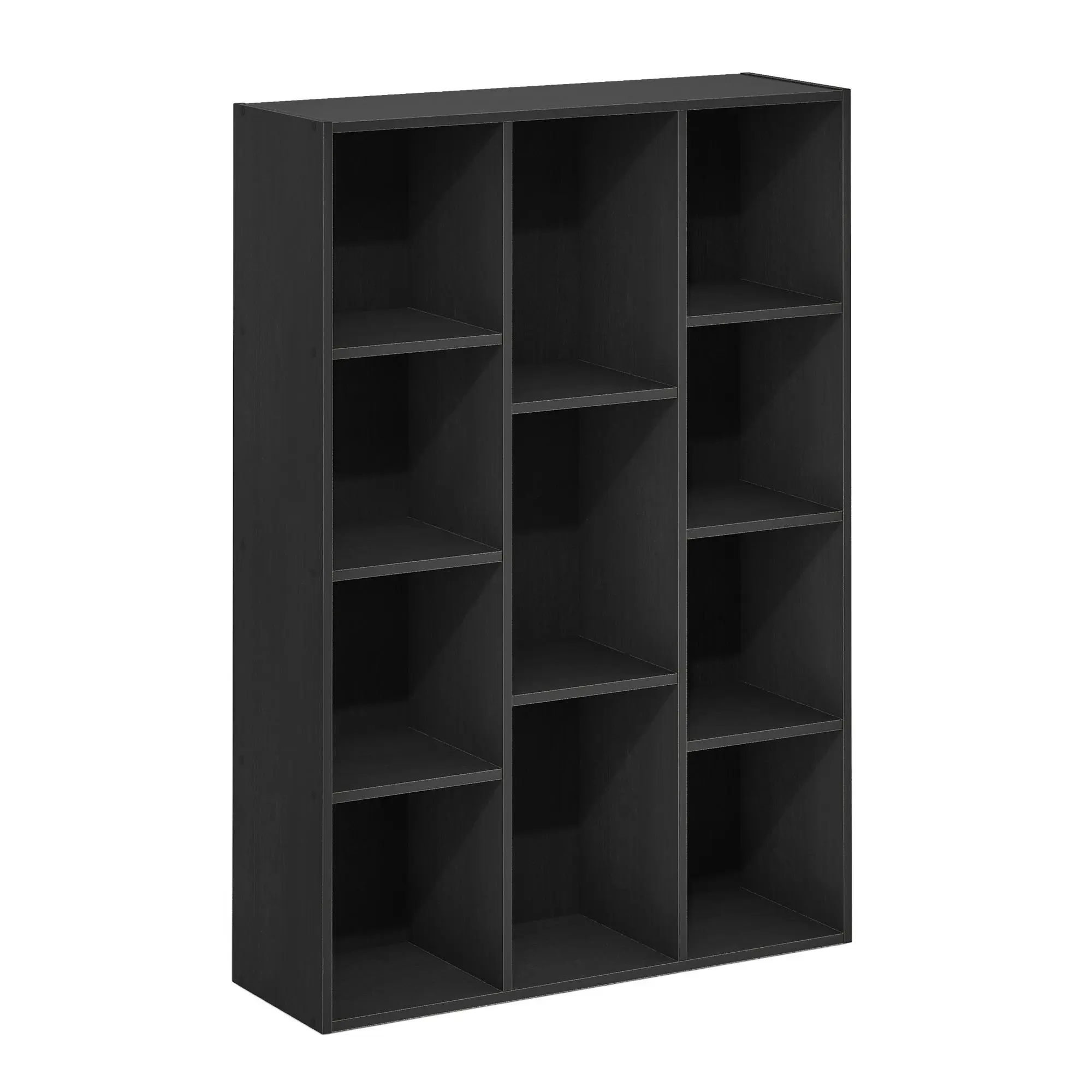 LUDER Contemporary 11-Open-Shelf Wooden Bookshelf, Engineered Wood Multi-Layer Unit with Easy-Open Reversible Storage, 9.4x29.1x41.7 Inches Assembly-Required Organizer for Living Room, Home Office, Engineered Wood Bookshelf, Shelves For Bedroom, Collectib