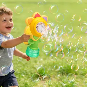 Flower Bubble Machine for Kids, Swing Dance Handheld Automatic Rechargeable Bubble Maker with LED Lights, Includes Bubble Solution, Leak-Proof for Bath, Outdoor Summer Play & Birthday Party