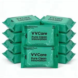 VV care Makeup Remover Wipes Micellar Alcohol-Free Face Towelettes Remove Waterproof Mascara & Oil, Compostable 100% Plant-Based Cloth, Dermatologist & Ophthalmologist Tested, 1 Travel Packs, 10 Count Gentle，Portable Wipes