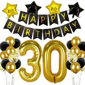Gold Birthday Party Decorations for Men and Women, Balloon Decoration Set, Metallic Latex Balloons, 40 Inch Aluminum Foil Balloons, 30th, 40th, 50th, 60th, Balloon Decorations Kit