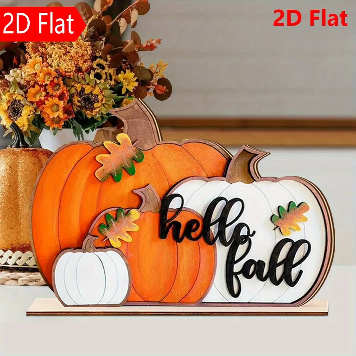 2D Pumpkin Wooden Table Decor, Fall Thanksgiving Centerpiece, Home Decor Plaque, Rustic Farmhouse Harvest Sign, Decorative Sign, Decor Signs, Kitchen Party Display, Durable Natural Aesthetic