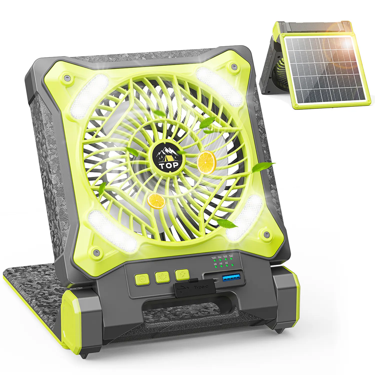20000mAh Solar Powered Camping Fan,Portable Rechargeable Battery Powered Travel Fan with LED Lantern,Beach Essentials for Hurricane Emergencies, Hiking,Worksite Cooling
