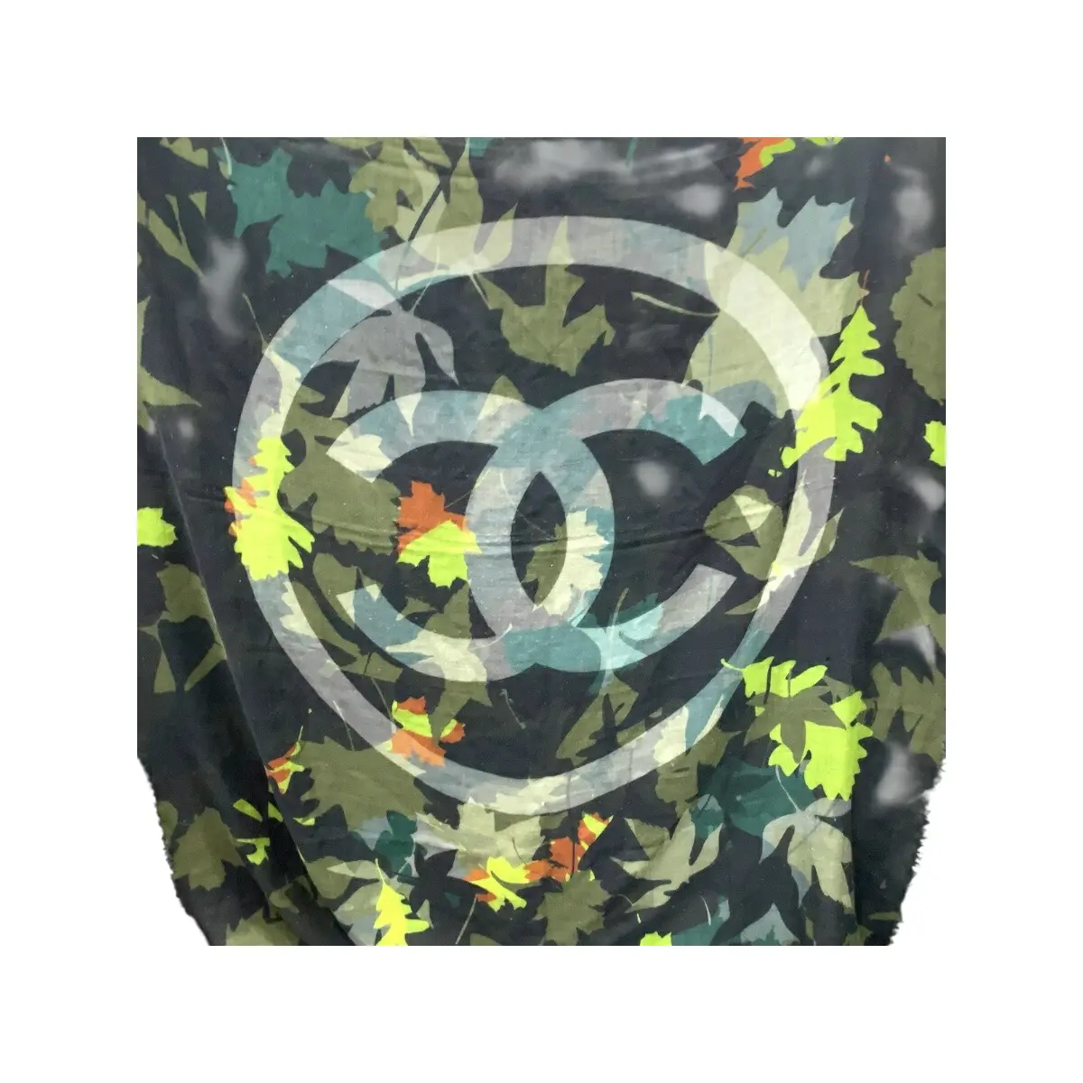Pre-owned CHANEL Cashmere Small Leather Goods Camouflage Large Scarf