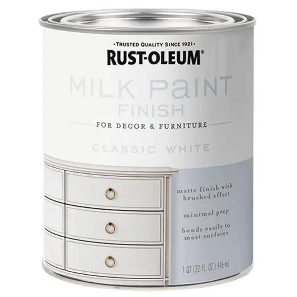 212 MAIN Rust-Oleum 235041 30 oz Matte Finish Milk Paint - White, Low Odor, Suitable for Wood/Metal/Glass, Decorative Brushed Antique Look, Quick Drying, Easy Clean Up, Bondable, Layer-Friendly, Minimal Prep Needed, Office Supplies Compatible, Home
