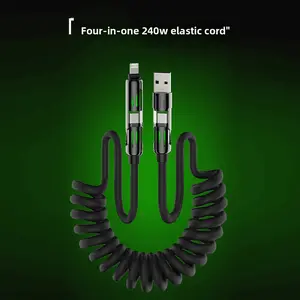 2026 New [True PD65W + 27W] Light Beam Spring 4-in-1 Fast Charging Data Cable 2m Compatible with Apple and Android