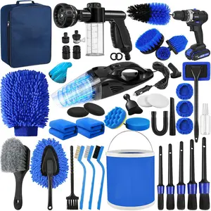 38 count Detailing Kit, Detailing Brush Set,Wash Cleaning Kit, Detailing Brushes,Professional Care Kit for Interior ExteriorWheels, Blue
