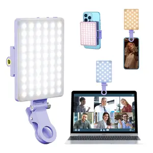 Portable Selfie Fill Light, Rechargeable Clip-on Light, Portable Selfie Fill Light with Front & Back Clip, LED Light for Phone, Laptop, Tablet, Camera