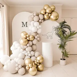 105 Piece White Beige Gold Balloons Garland Arch Kit, Rustic Wedding Engagement Decoration Balloon, Baby Shower Kids Birthday Party Decorations Christening, Balloon Party Supplies
