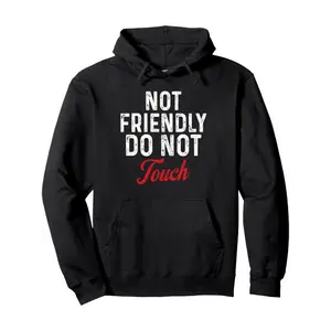 Not Friendly Do Not Touch" Humorous Black Hoodie - Ultra-Breathable & Durable - Casual Casual Attire with Kangaroo Pocket - Classic Fit for Spring/Fall