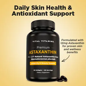 Astaxanthin 12mg Vegan Softgels for Skin Glow & Hydration | Support for Healthy Aging, Eye Comfort & Daily Wellness