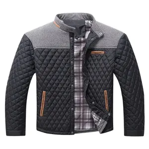 [Quilted Men's Jacket] Lightweight Quilted Men's Jacket | Warm, Casual Style with Pockets, Stand Collar, Button-Up Front, Beige & Gray Color Block, Polyester Fabric, Perfect for Fall & Winter Coats Menswear Sleeve Tops Black drippy outfit