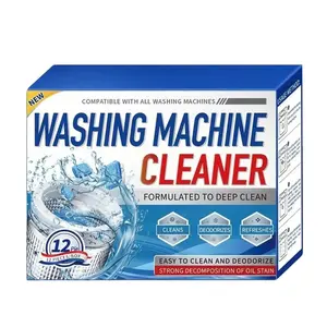 HatStow Washing Machine Cleaner Tablets, 12/24 Pcs Household Descaler & Deodorizer All-Purpose Cleaners for Front-Top Load Washers, Deep Cleans Drum Seal & Resolves Laundry Odors