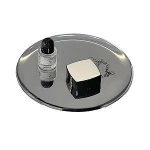 1pc Round Stainless Steel Large Tray 11.02inch, Mirror-Like Silvery Tray, Jewelry & Cosmetics Storage Tray, Serving Tray & Exhibition Tray & Decorative Tray, Stainless Steel Bathroom Tray, Decorative Cosmetics & Jewelry Serving Platter Metal