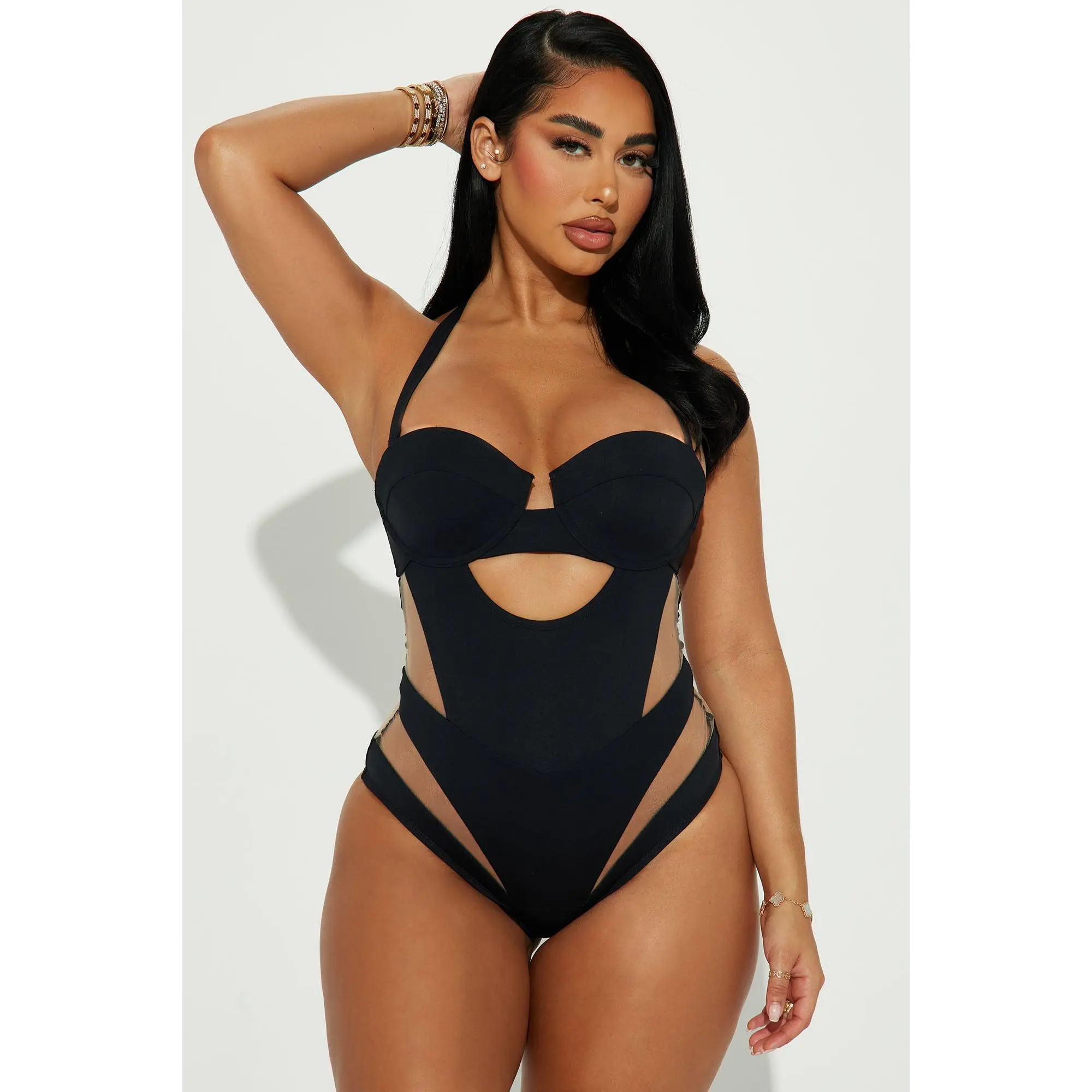 Megan Cutout 1 Piece Swimsuit - Black