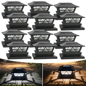 4/8/12 Pack Solar Outdoor Fence Post Lights, 2 Modes Post Cap Lights Waterproof Color Changing Warm White/Cool White for Yard, Garden, Porch, Patio Decor, for 4x4 5x5 6x6 Wood Posts