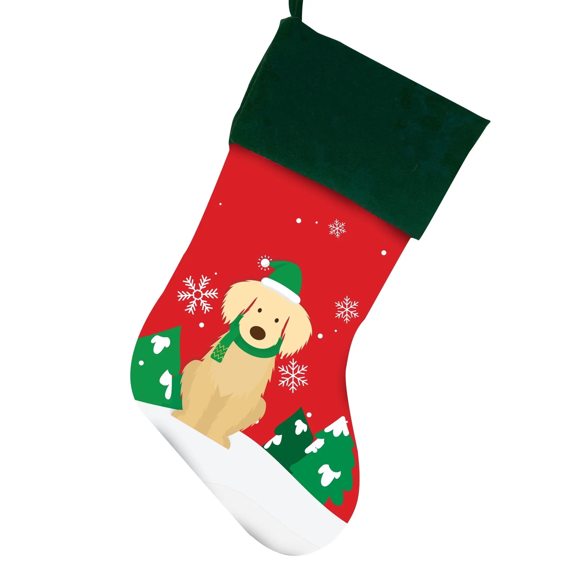 Golden Retriever Christmas Stocking For Dog, Measures 19", Red Pet Stocking