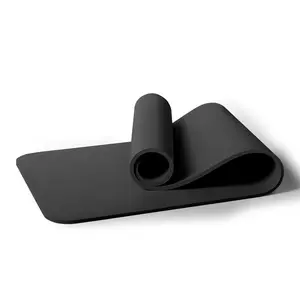 All-Purpose Exercise Fitness Mat, Fitness Matt - Thick Exercise Mat for Floor Workouts,12mm Thickness, 72inx24in, NBR Foam, Non-Slip, Sit-Ups, Push-Ups, Stretching, Cushioned, Portable Rolling Mat with Carrying Strap，Black