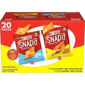 Snap'd Cheese Cracker Chips, Thin Crisps, Lunch Snacks, Variety, 15oz Box (20 Packs)