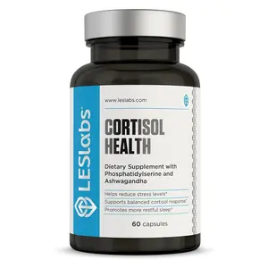 LES LABS Cortisol Health Dietary Supplement with Phosphatidylserine Magnesium Magnolia Bark Rhodiola Rosea & Ashwagandha - 60 Capsules - Non-GMO for Stress Relief and Deep Sleep Support