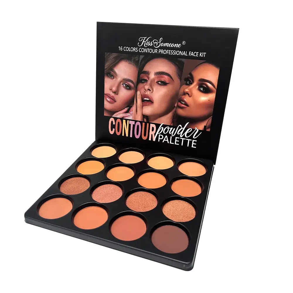 Concealer Contour Plate, 16 Shades Medium to Dark, Makeup Powder Palette, Contouring Palette, Bronzer, Covers Circles, Bruises, Age Spots, Vegetarian, Non-Irritating
