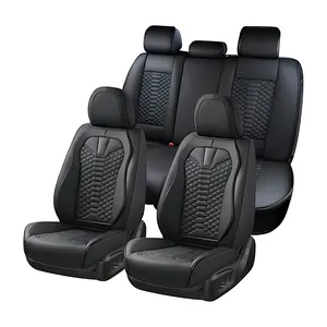 【COVERADO】 5 seats Nappa Leather Car Seat Covers Full Set Waterproof Protector DurableCushioned,Universal Fit for Sedan SUV Pick-upTruck,Automotive, Anti-Slip and Backseat LuxuryPremium Deluxe【8846BK 5seat】 napa leath stylish upgrade leather seat covers