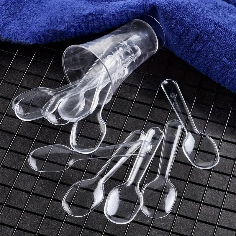 Mini Clear Plastic Spoons Disposable Flatware for Jelly Ice Cream Dessert Plastic Cutlery