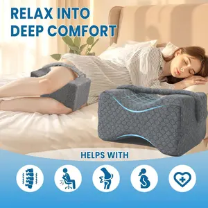 Knee Pillow for Side Sleepers with Elastic Band, Memory Foam Leg Pillow for Side Sleeping Between Knees, Contour Support Ergonomic Knee Pillow, high-quality slow rebound,zippered cover for easy cleaning, Versatile Support for Knee, Hip, and Back Relief