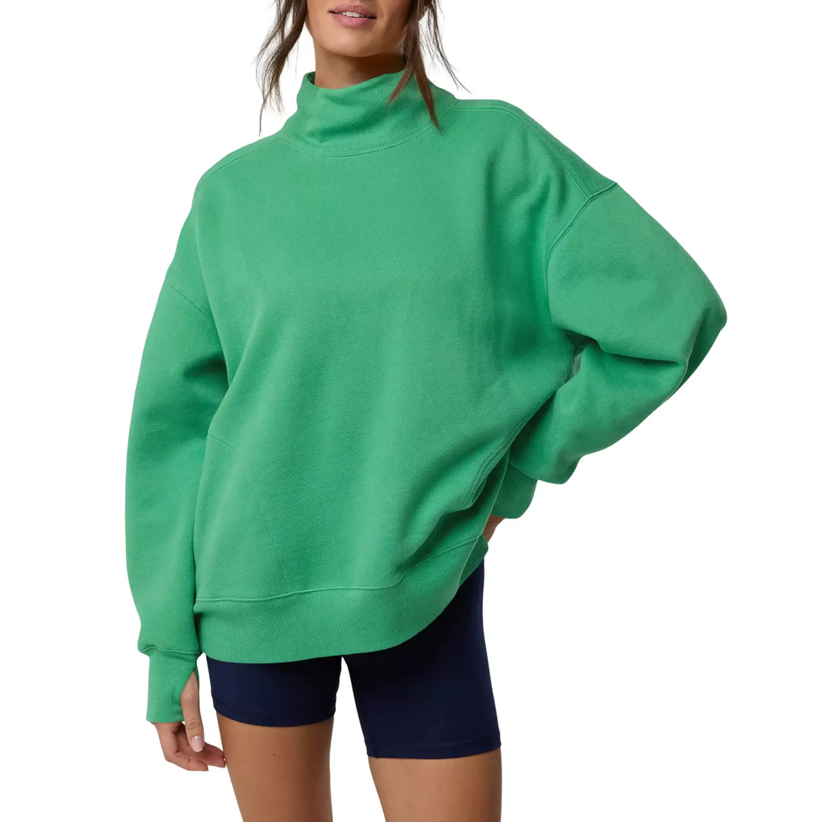 Fisoew Women's Oversized Mock Neck Sweatshirt Cozy Funne Neck Pullover with Thumbholes Casual Loungewear Top,back to school,back to school shopping