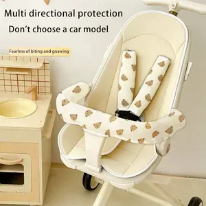 3-Piece Stroller Armrest Set, Durable Bite-Resistant Armrest Pads, Washable Stroller Safety Belt Covers, Baby Pushchair Protection Accessories