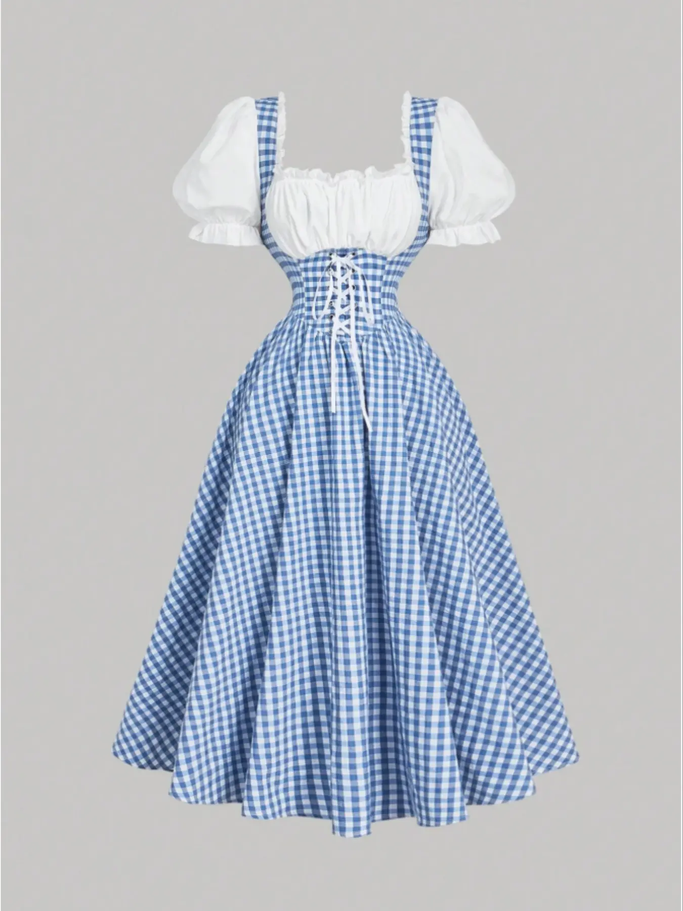Vintage Plaid Patchwork Babydoll Dress, Women's Casual Fitted Dress, All Seasons Fashion, Boho Beach Vacation, Bohemian, Spring, Womenswear, Clothes