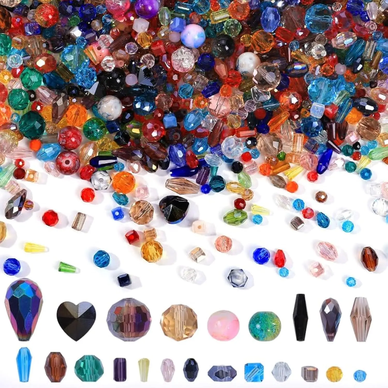 Assorted Glass  Beads for  Making,DIY Lamp Work, Glass Spacer Beads Colorful Clear Electroplated Color  Beads, Colorful Assortment Bulk Mix, Half Pound