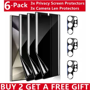 3Pcs Privacy Hydrogel Screen Protector + 3Pcs Camera Lens Protector for Samsung Galaxy S25 Ultra S25 Plus S24 Ultra S24 S23 S22