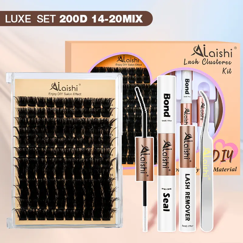 Ailaishi 200D Lash Clusters Kit, 120PCS DlY Eyelash Extensions, 14-20mm Dense Volume Lashes with Bond &Seal、 Remover 、Tweezers for Self Use,DealsForYouDays