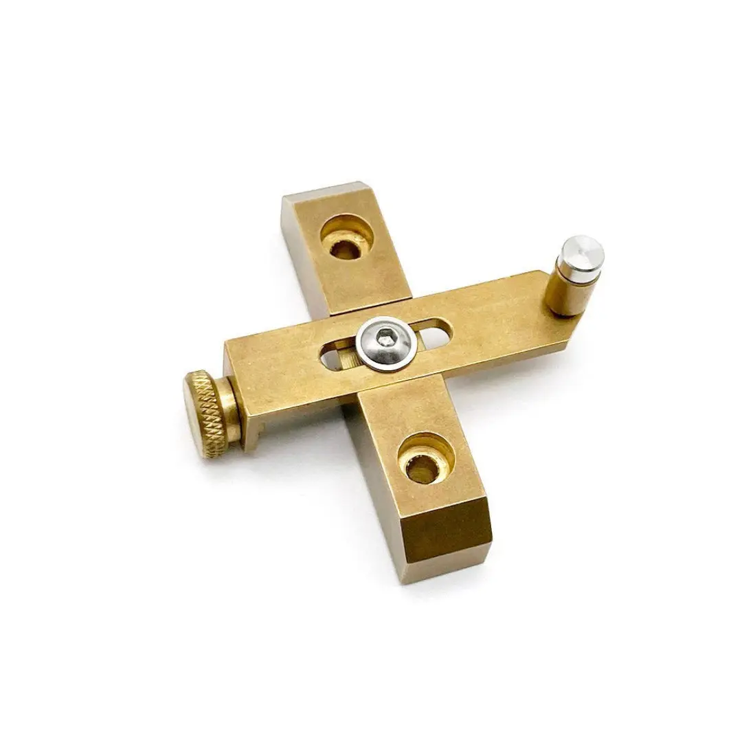Allparts Router Edge Guide - Dremel Router Base Tool Accessory, Brass Hardware with Consistent Spacing Screws for Builders’ Precise Cutting Tasks, 3/8" Routing Depth