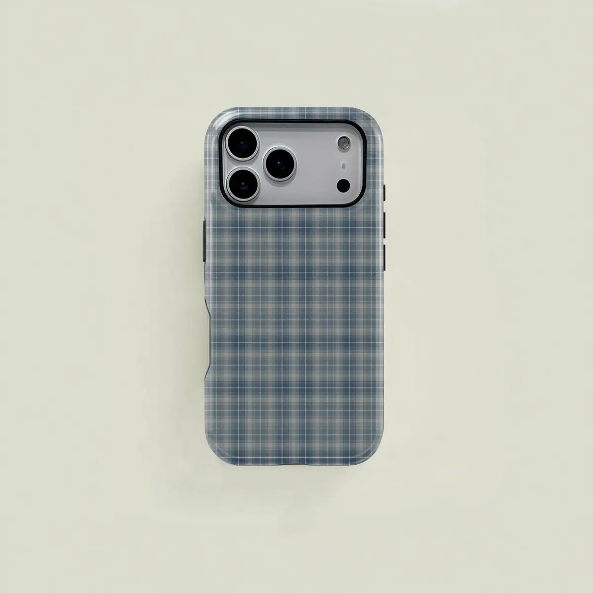 Blue Plaid Pattern Phone Case, Classic Tartan Print, Durable Two-In-One Protection, Shockproof TPU Cover, Fits iPhone 17 16 15 14 13 12 Pro, Samsung Galaxy S25 S24 S23 S22 Ultra Series
